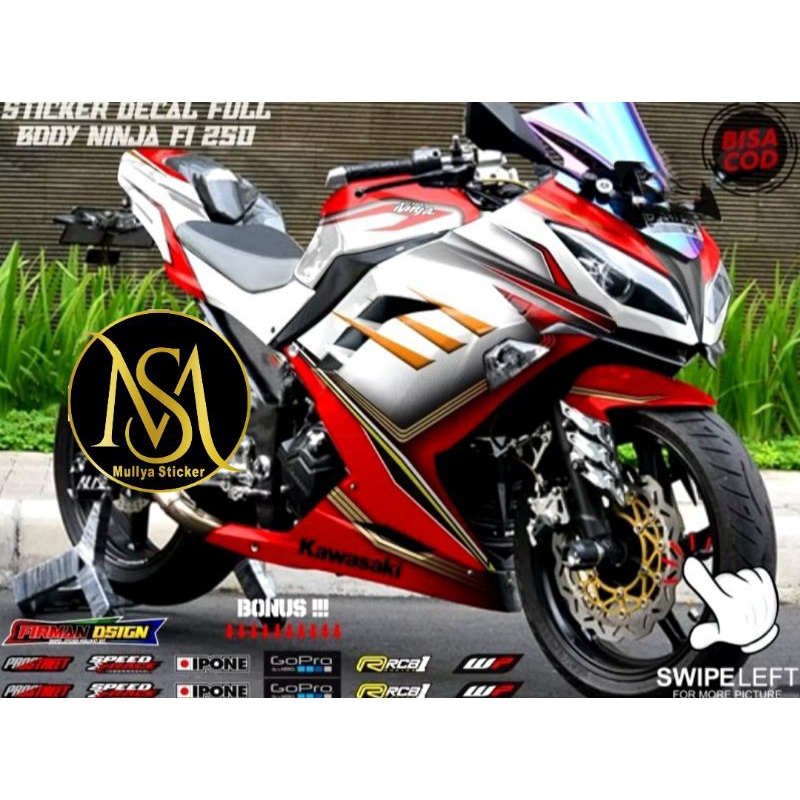 Stiker Decal Ninja FI 250 Grafis Merah Full Body