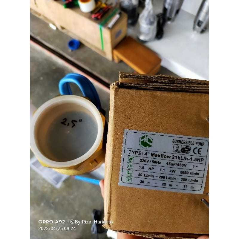 HCL PUMP 1.5HP + KABEL 10M - 4" SDM MAXFLOW 21/5 - 1.5HP 2.5" 1100W (COSTUM)