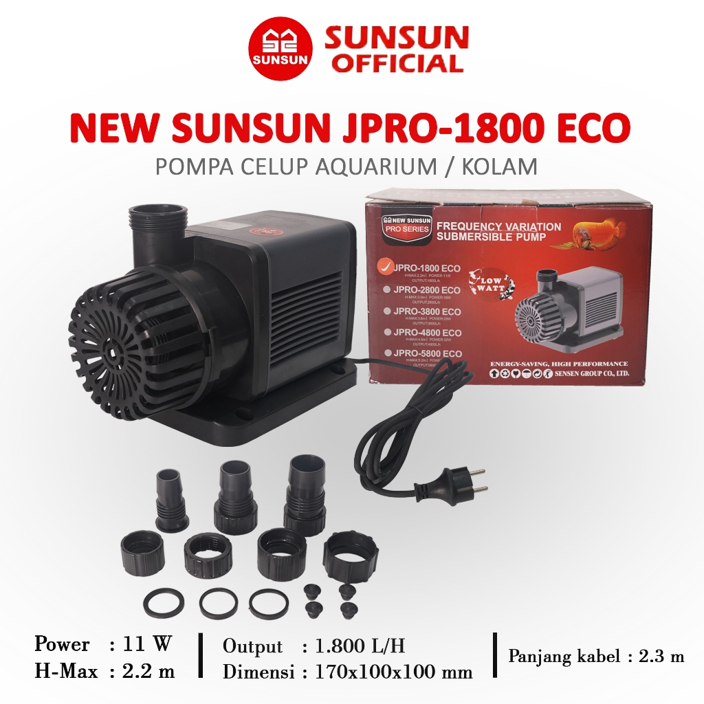 NEW SUNSUN JPRO 1800/2800/3800/4800/5800 ECO Pompa Celup Kolam Aquarium