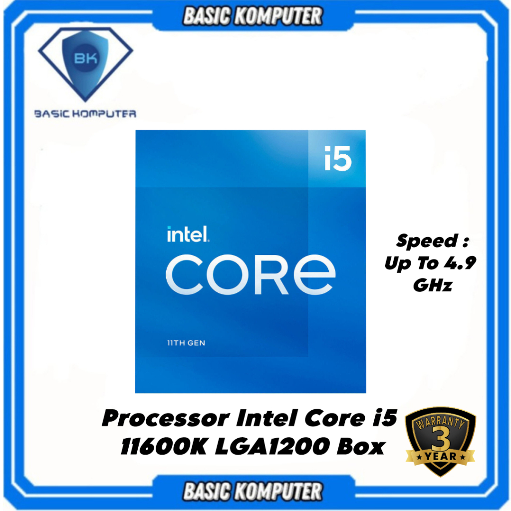 PROCESSOR INTEL CORE i5 11600K BOX SOCKET 1200 GARANSI 3 TAHUN