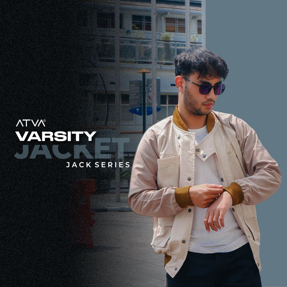 𝑨𝑻𝑽𝑨 - Jaket Varsity Pria Canvas - Jake Series Olive