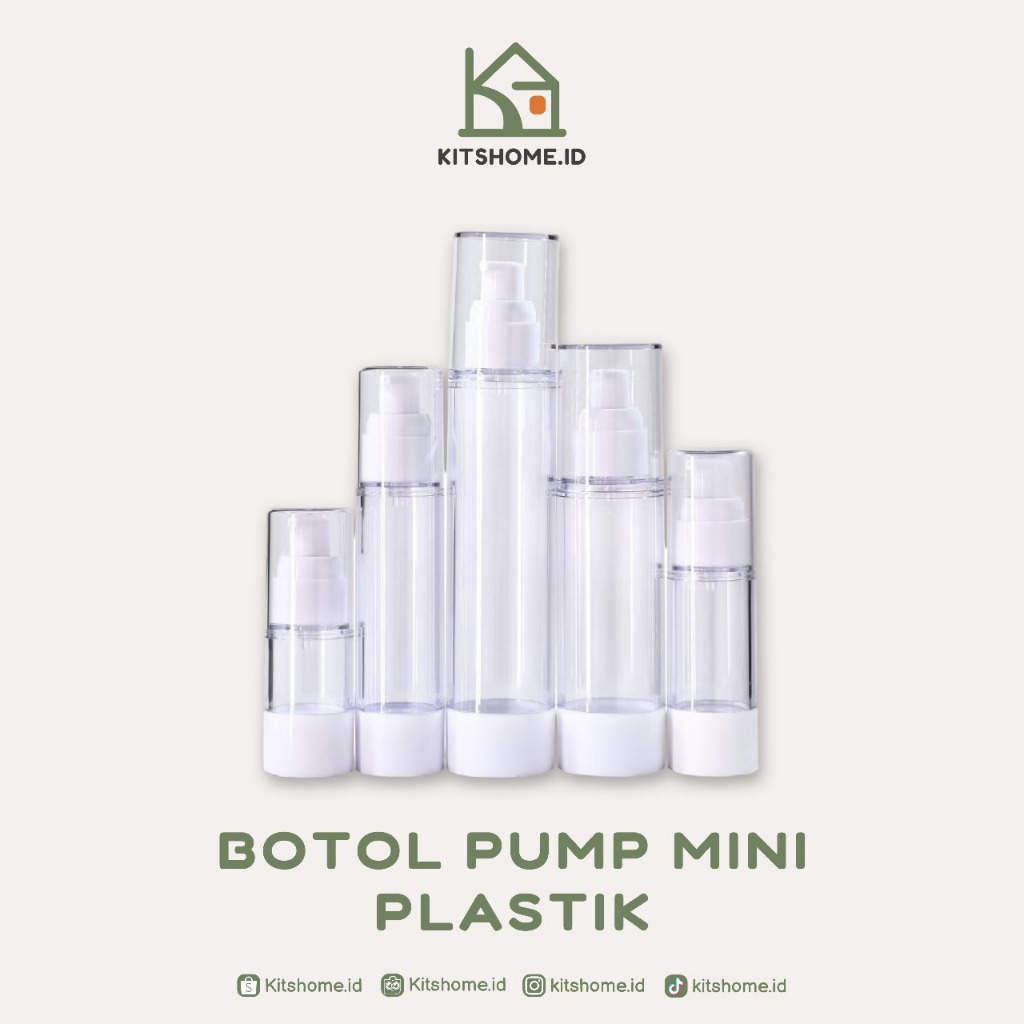 Botol Kosong Pompa Vakum Airless Pump Mini Plastik 30ml 50ml 100ml Lotion Sanitizer Skincare