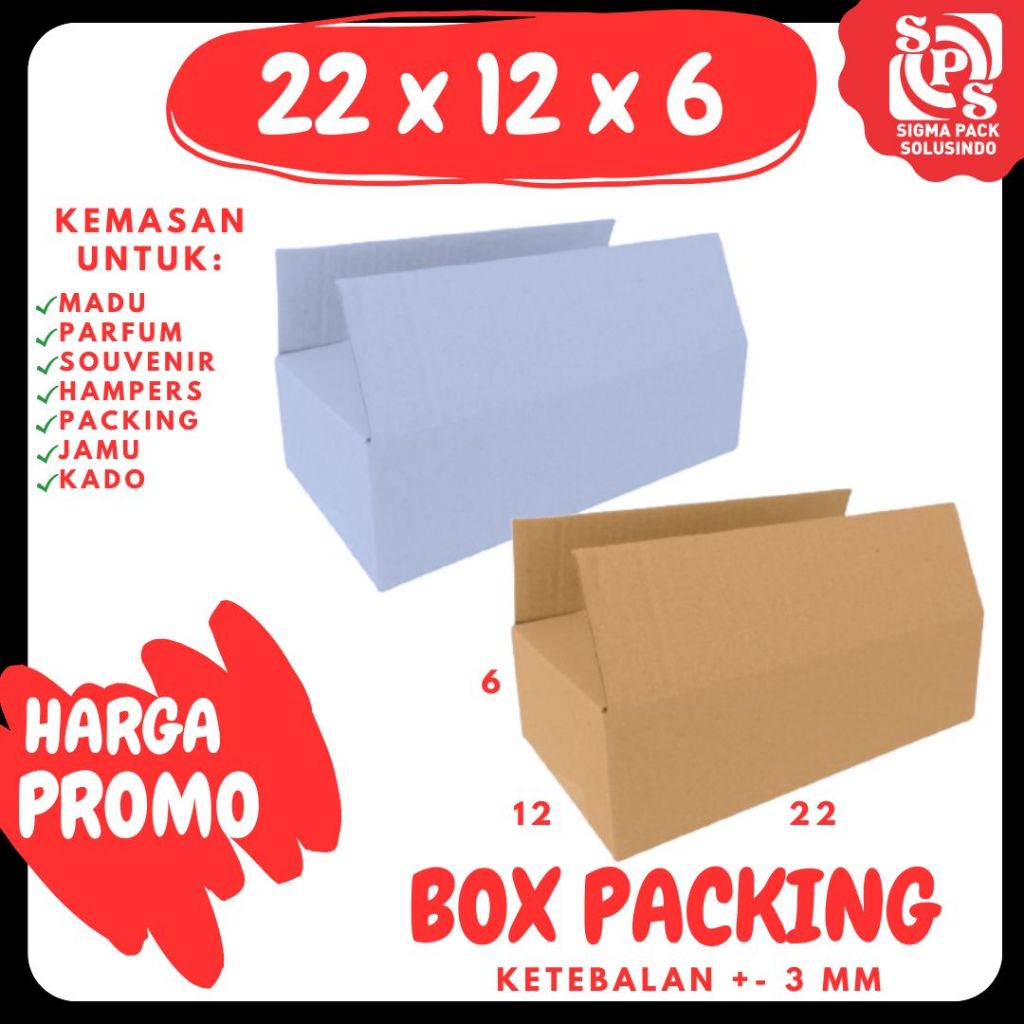 

Box Packing 22x12x6 Kardus A1 Karton Dus Kotak Kemasan Sparepart Jamu Madu Assesoris