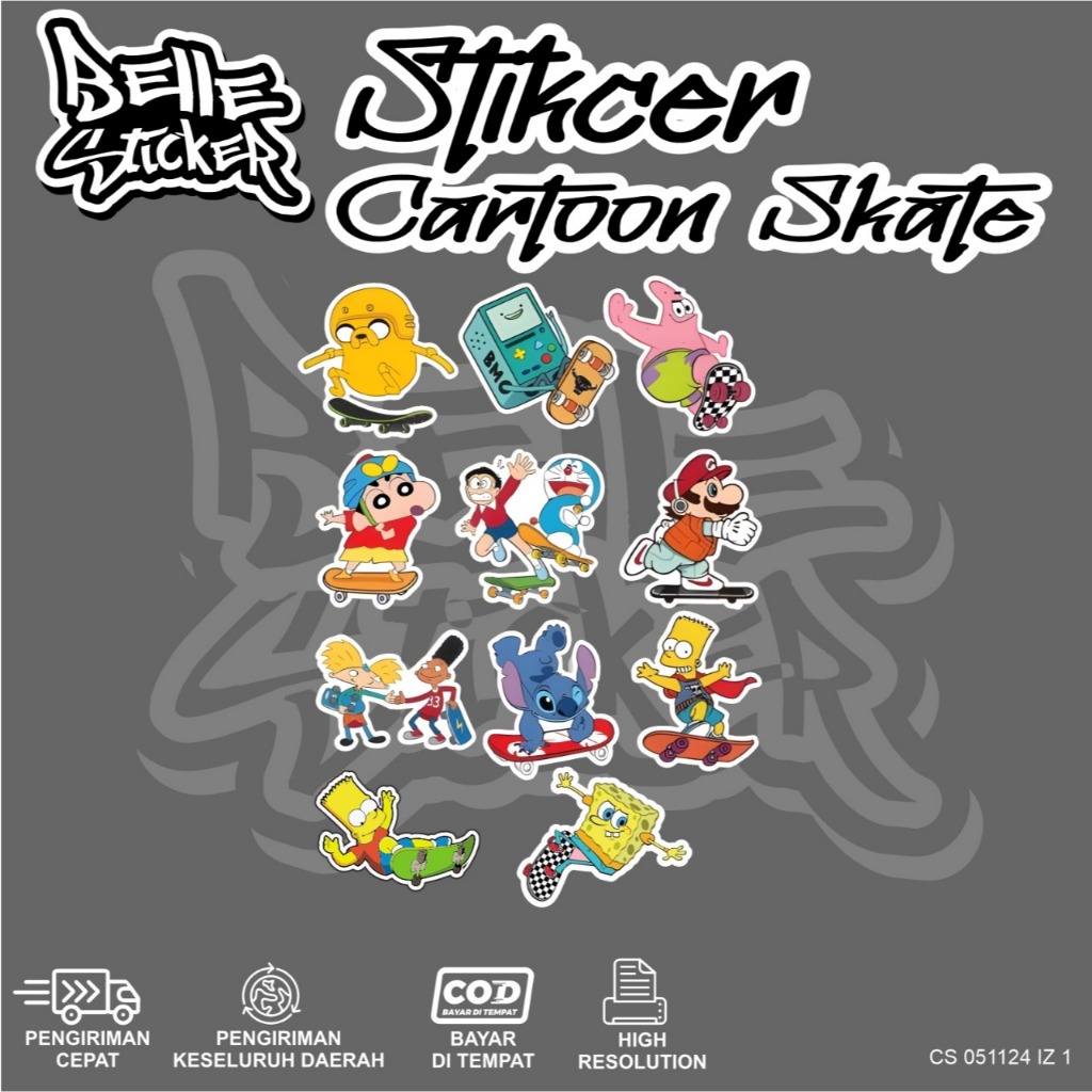 

Stiker Cartoon Skate Waterproof Sticker Lucu Aesthetic Hiasan Laptop Tumbler Case Hp DIY Stiker