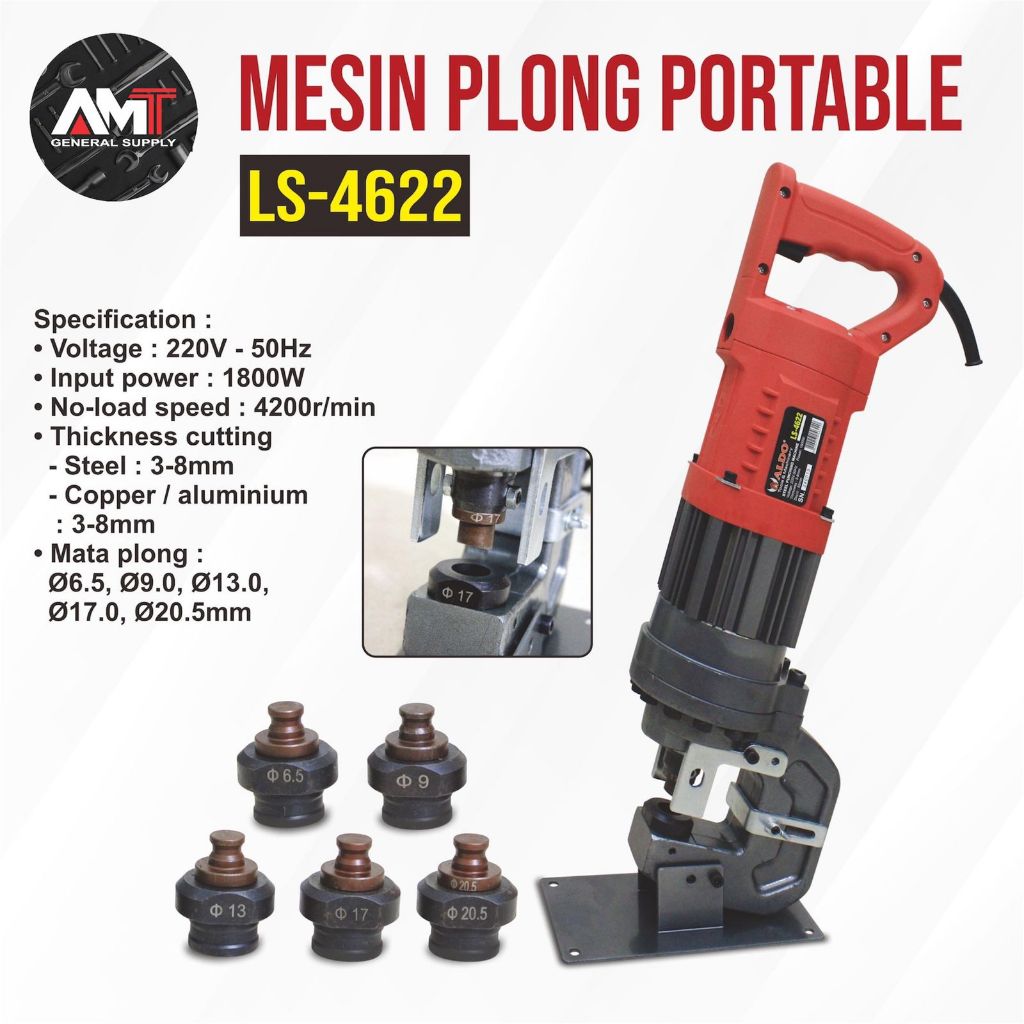 Mesin Plong Besi Portable / Mesin Pembuat Lubang Plat Besi (LS-4622) ALDO