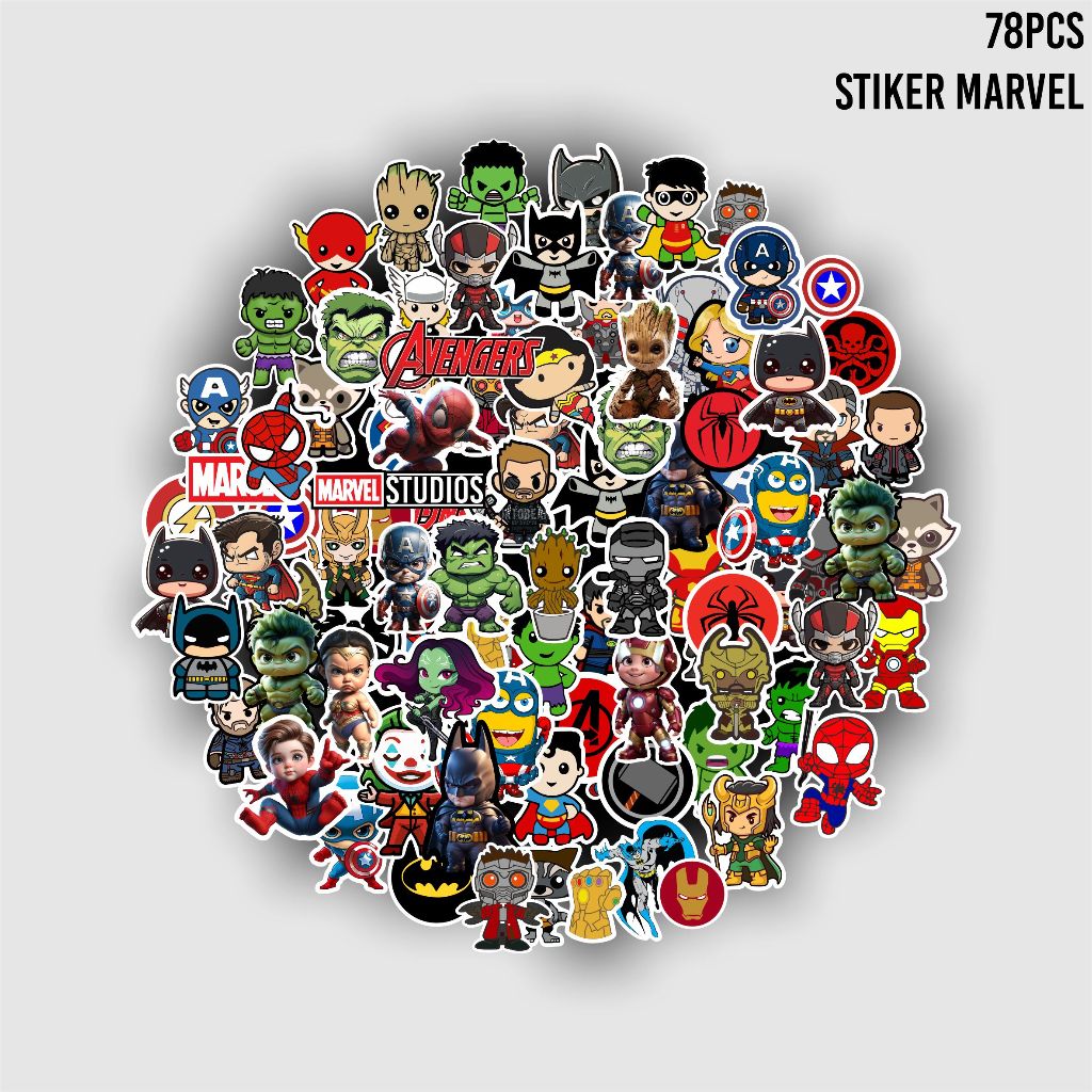 

78 PCS Sticker Pack Tema Marvel - Stiker Koleksi Marvel