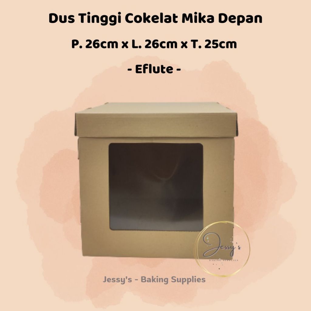 

Dus Box Kotak Kue Cake Tinggi Eflute 26 x 26 x 25 Cokelat