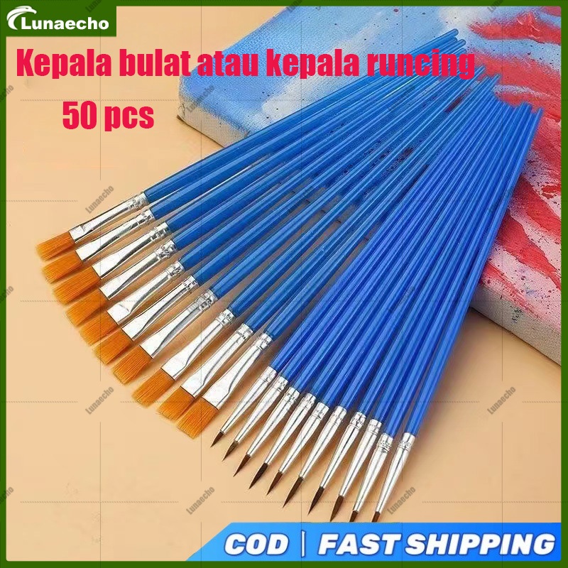 

50pcs Cat Air Biru Flat Tip Sikat Running Sikat Besar Lukisan Cat Minyak Gas Graffiti Air Artist Paint Brush Pena Garis Kuas Lukis Set Paintbrush Akrilik Bulu Nilon Cat