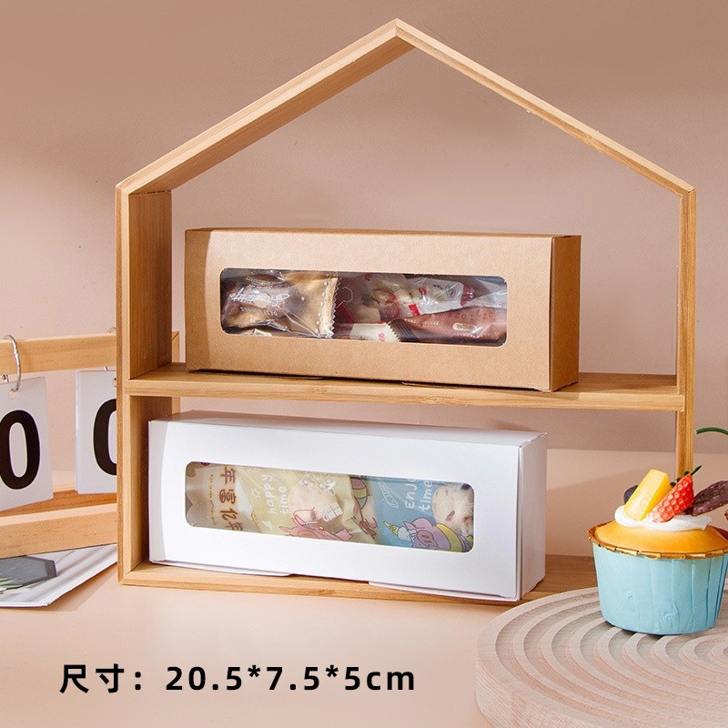 

Satuan- Box jendela mika kue biskuit makaron/ Box kardus mika kotak kue flip top/ Box kue kraftpaper dan white alas cookies
