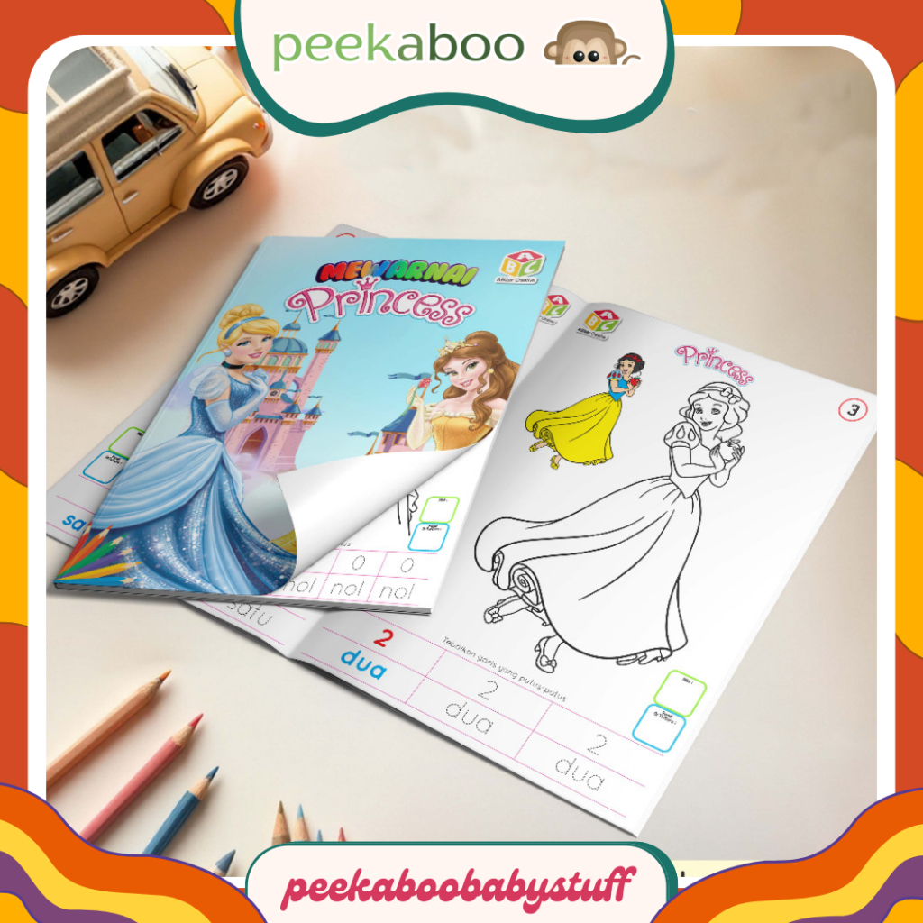 BUKU MEWARNAI FULL COLOUR (FC) A5 - PRINCESS - FC || BUKU WARNA FULL COLOR ANAK PAUD TK SD MEMBACA M