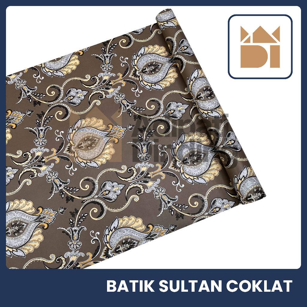 Adipati Dinding - Wallpaper Dinding Motif Batik Sultan Coklat Ukuran 45 Cm x 7,5-8,5 Meter Wallpaper