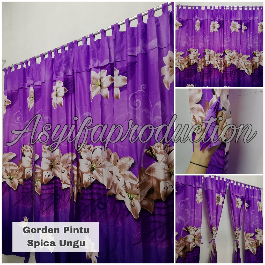 Gorden Pintu Tali Motif Bunga Spica Tosca & Spica Ungu