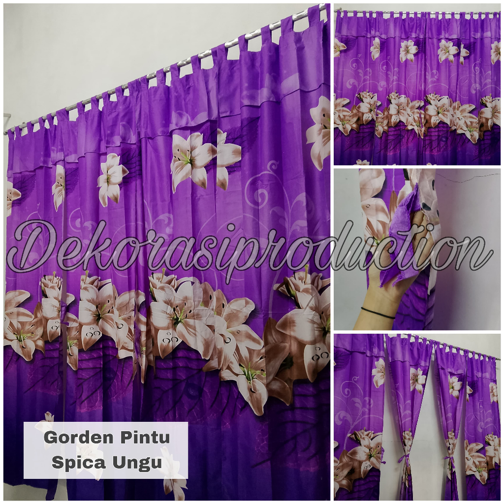 Gorden Pintu Tali Motif Bunga Spica Tosca & Spica Ungu
