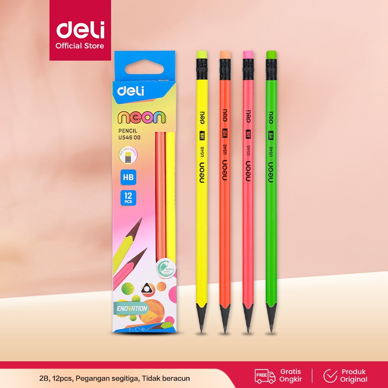 

Deli Neon Pencil Triangular Barrel Pensil HB φ8×188mm EU54600