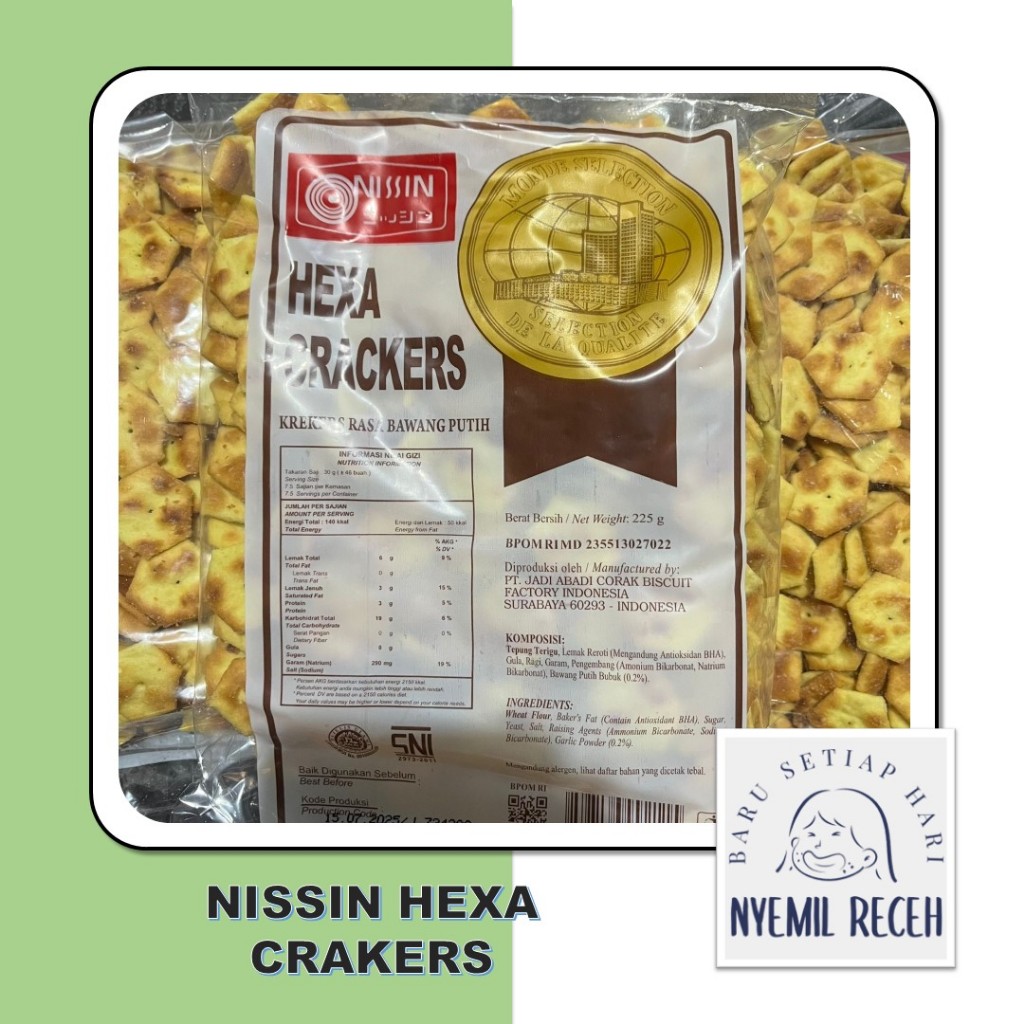 

Nissin Hexa Crakers ( 225gr ) Biskuit Jadul Bentuk Kancing Gurih dan Renyah