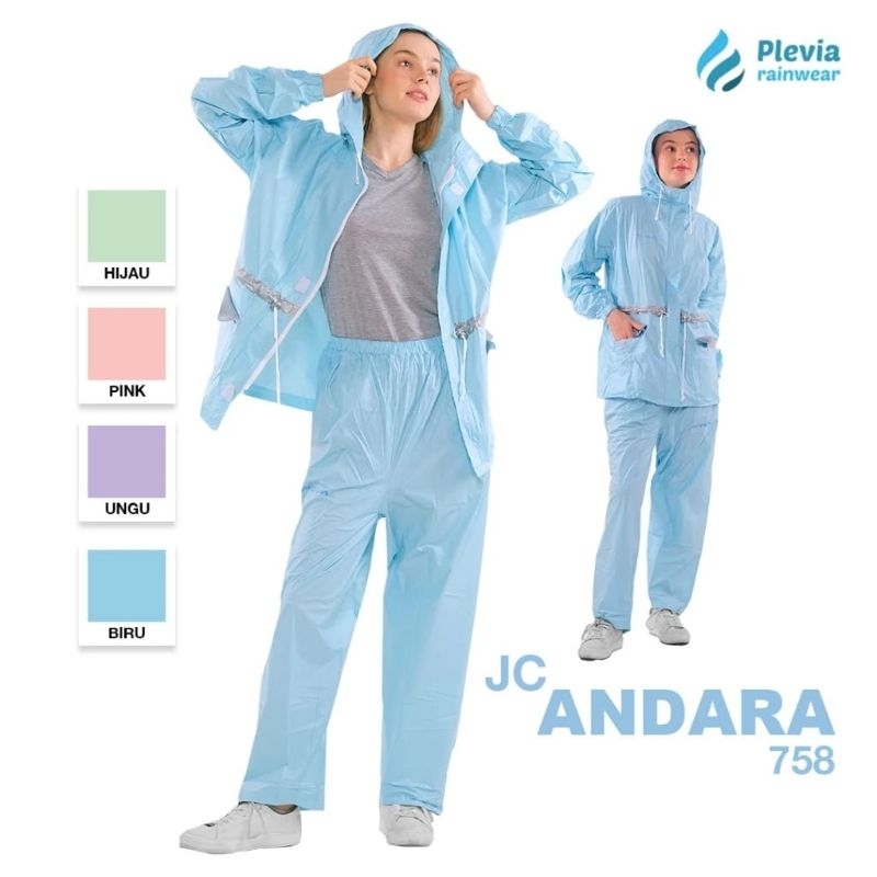 Jas Hujan Mantel Hujan Jaket Celana Plevia Andara 758 Mantel Setelan Pria Wanita Dewasa