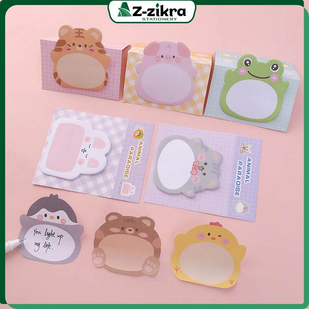 

Tempelan Kertas Sticky Notes Motif Animal Lucu Isi 20 Lembar / Catatan Memo Mini Karakter Hewan Multifungsi Az Zikra Stationery A103