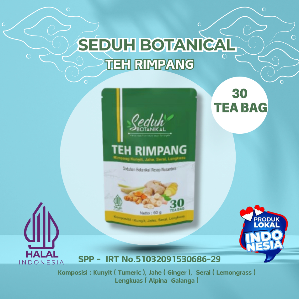 

Teh Rimpang Seduh Botanikal | Teh Celup Rimpang JSR | Teh Kunyit Jahe Serai Lengkuas | 30 Tea Bag