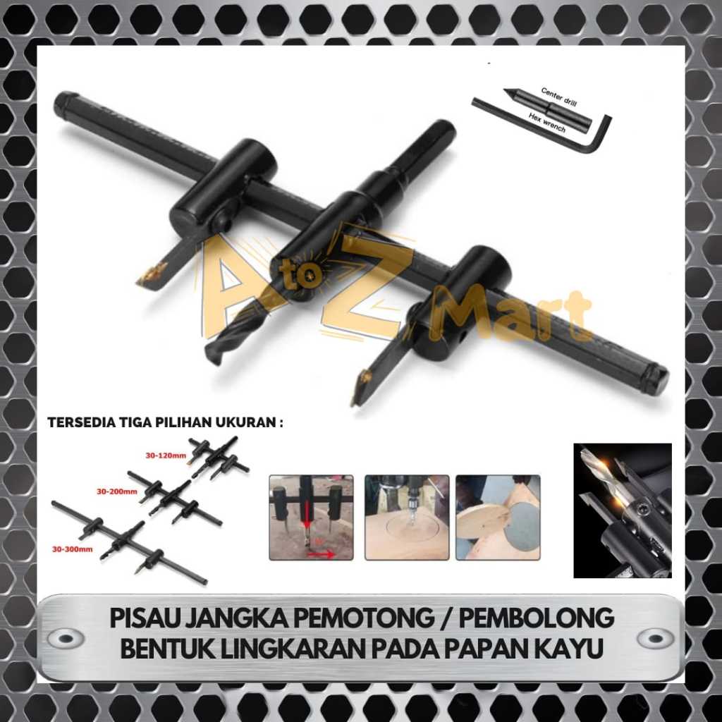 MATA BOR PISAU JANGKA ADJUSTABLE DRILL BITS CIRCLE HOLE SAW CUTTER PEMBOLONG PELUBANG PEMOTONG PAPAN