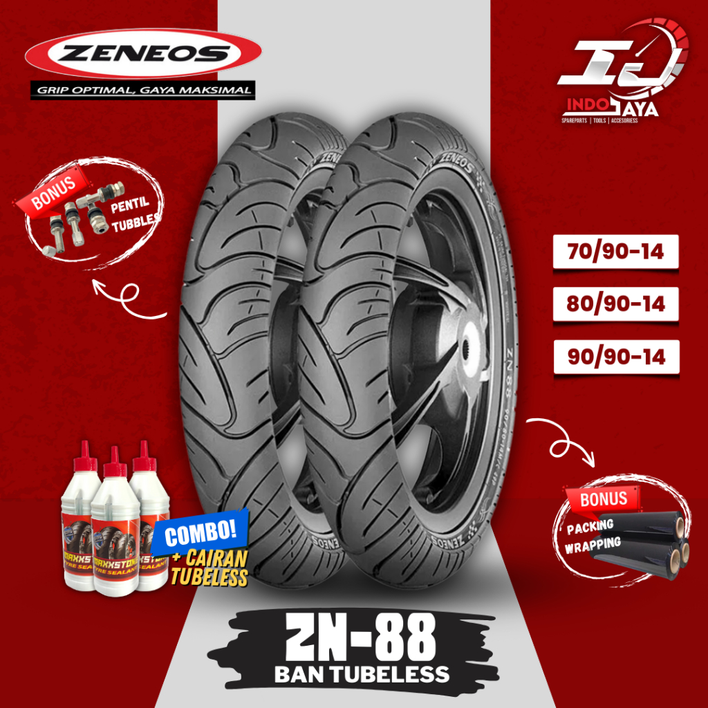 [READY COD] BAN LUAR TUBELESS ZENEOS ZN88 (70/90-14 - 80/90-14 - 90/90-14) RING 14 BAN MATIC DEPAN B