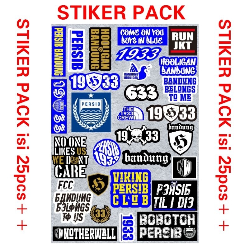 

25 pcs STIKER PACK PERSIB BANDUNG, VIKING, BOBOTOH