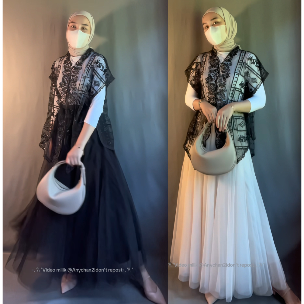 DISKON LINI VEST OUTER ROMPI BROKAT ATASAN CROP TOP BRUKAT MURAH LUARAN