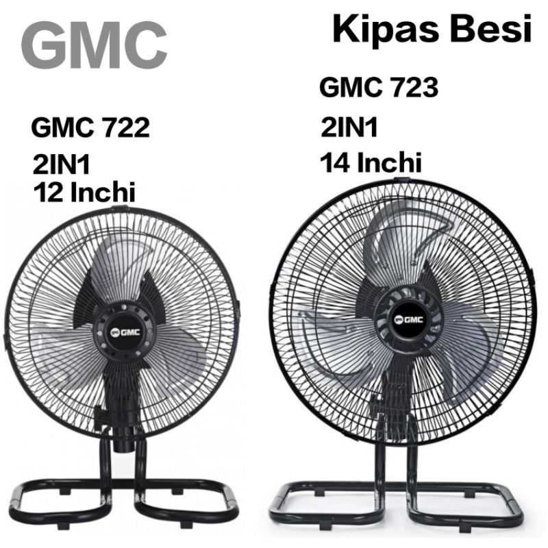 Kipas Angin Meja Besi 2IN1 GMC 14 Inchi Dan 12 Inchi Bisa Di Meja Dan Dinding