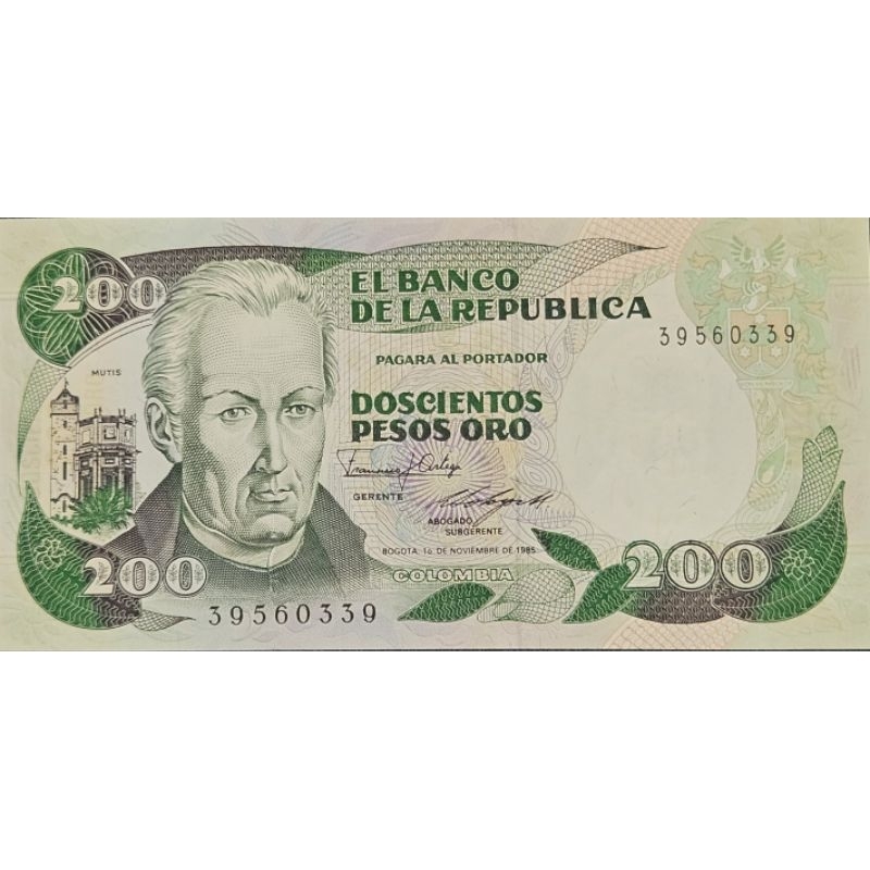 Uang Asing Negara Colombia 200 Peso Tahun 1992 Kondisi UNC GRESS MULUS Dijamin Original 100%