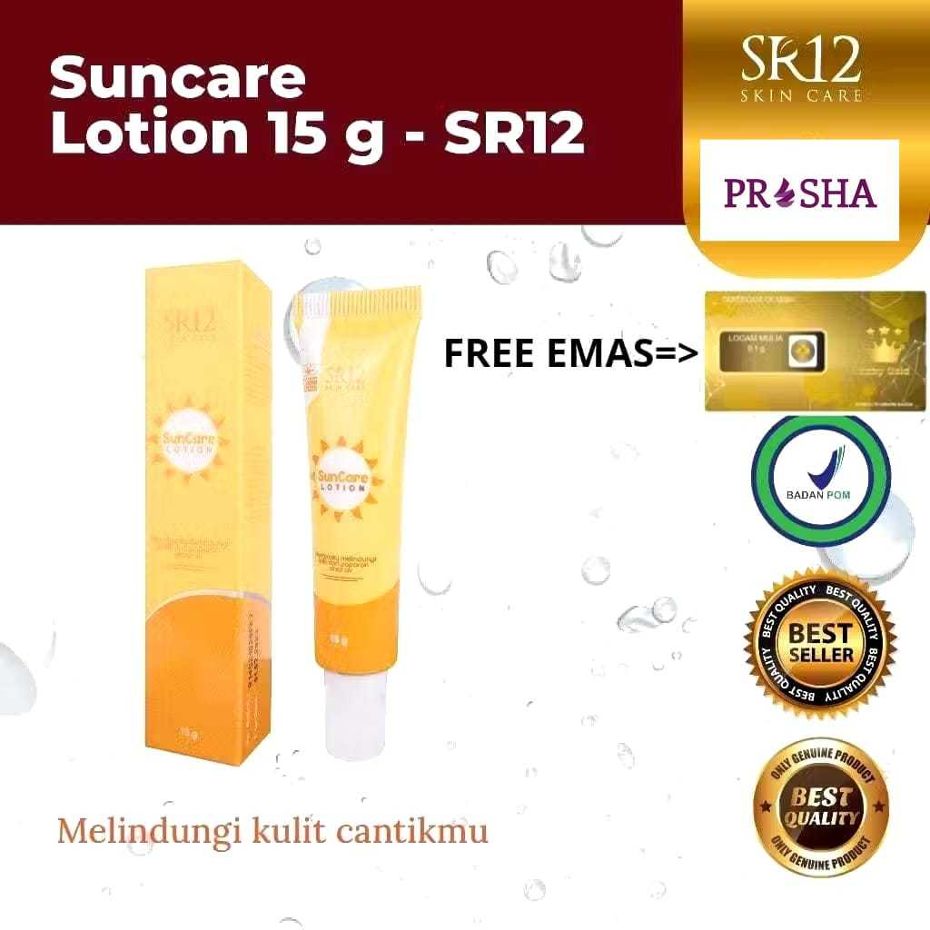 (FREE LOGAM MULIA 0,1 GRAM) SR12 Suncare Lotion 15gr / Cream Wajah Pelindung Wajah dari Sinar UV / P