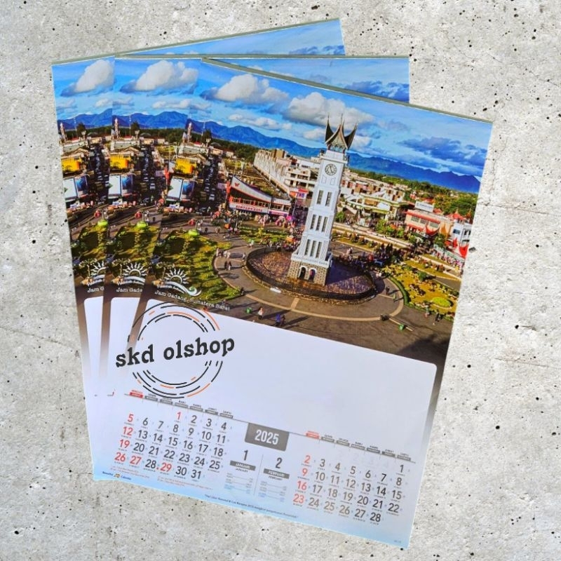 

kalender tahun 2025 AO 07 pariwisata indonesia 6 lembar 2 bulanan ukuran 38x54cm(terima castume cetak merek)