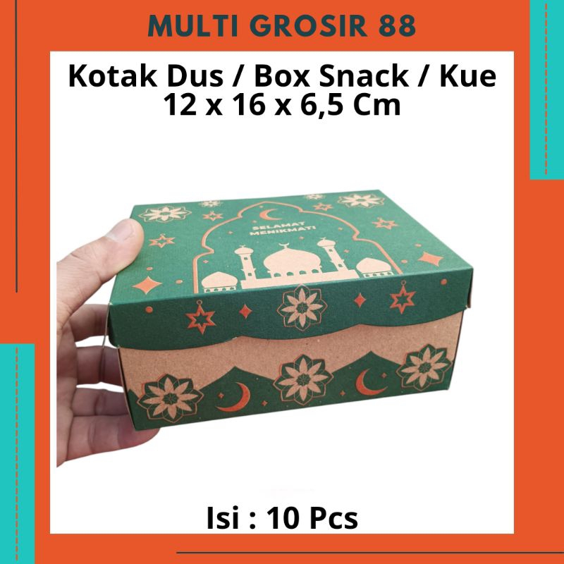 

MG88 Dus Kotak Box Snack Kue 12 x 16 isi 10 Pcs Motif Hijau Masjid