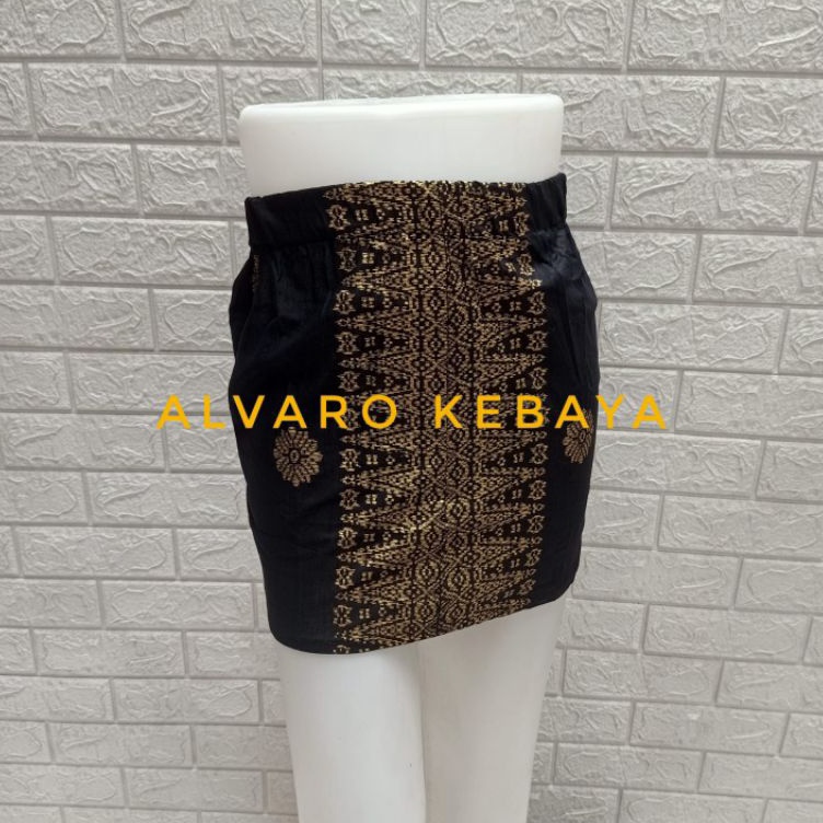 KODE V46Q rok span pendek katun hitam mini seksi panjang diatas lutut bawahan kebaya batik modern