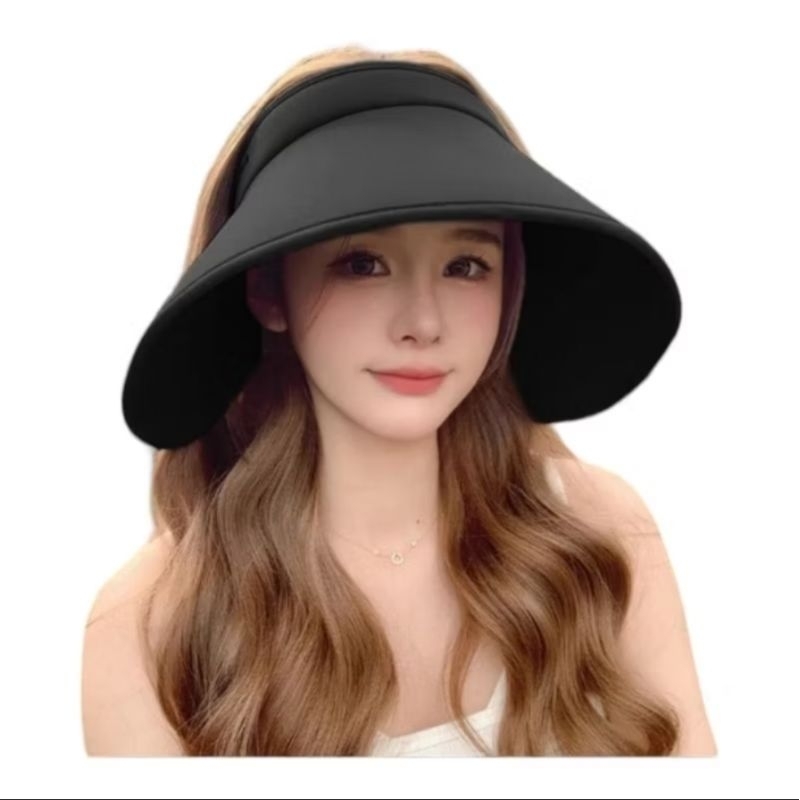 Topi wanita topi pantai autdoor pinggiran lebar anti UV bisa di lipat praktis