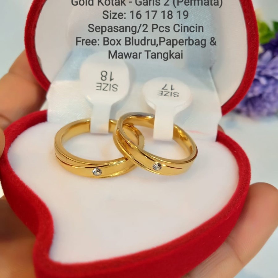 cincin couple gold mata Cincin Tunangan Free Box LOVE