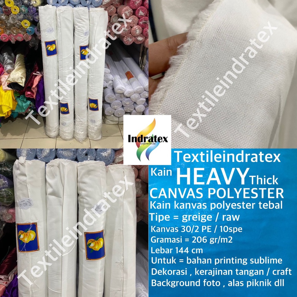 ART T5V9  per 1 roll  kain HEAVY CANVAS POLYESTER kanvas polyester greige grey warna putih beras BW 
