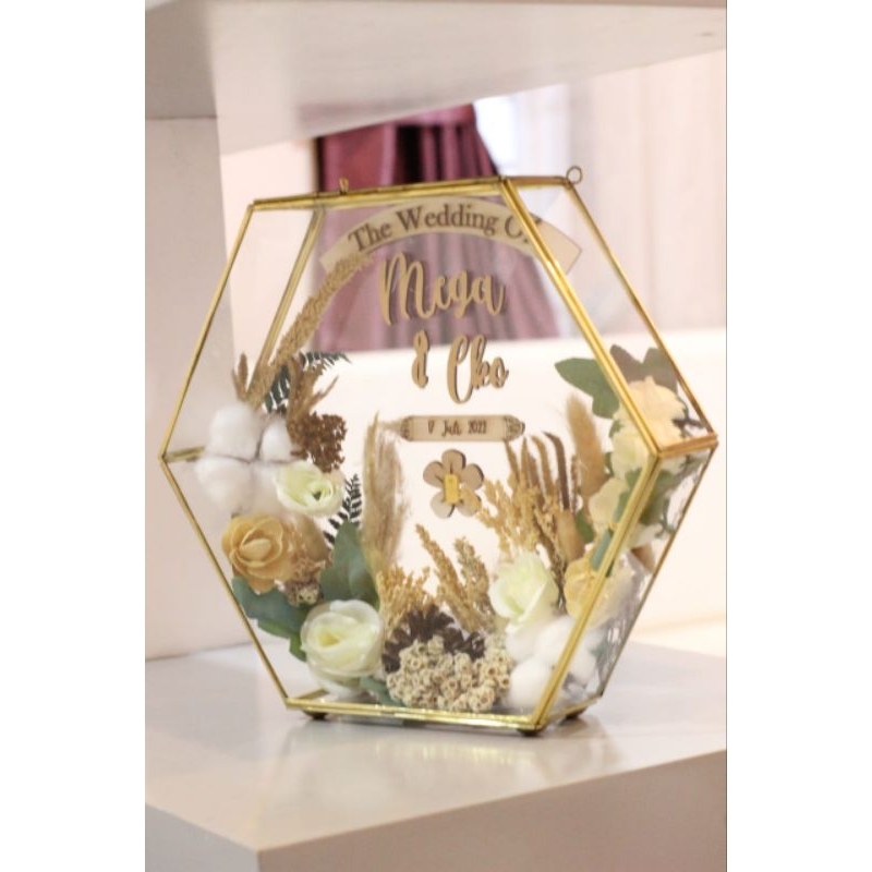 bingkai mahar heksagonal / kotak mahar / bingkai mas kawin