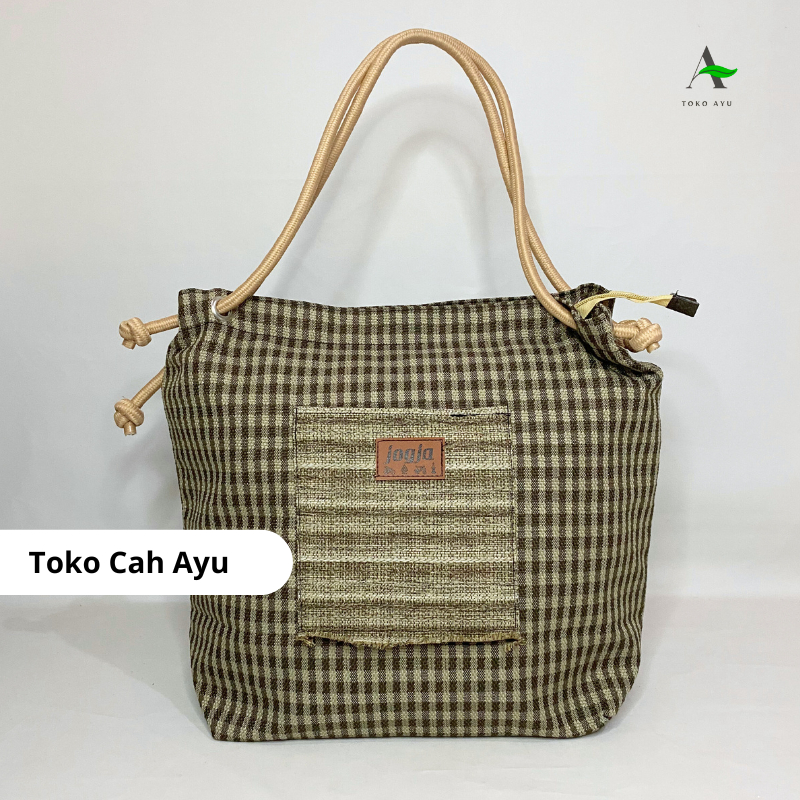 [Toko Cah Ayu] Totebag Sumbu Goni Sintetis Tote Bag Jogja Tas Tote bag Resleting Tali Sumbu