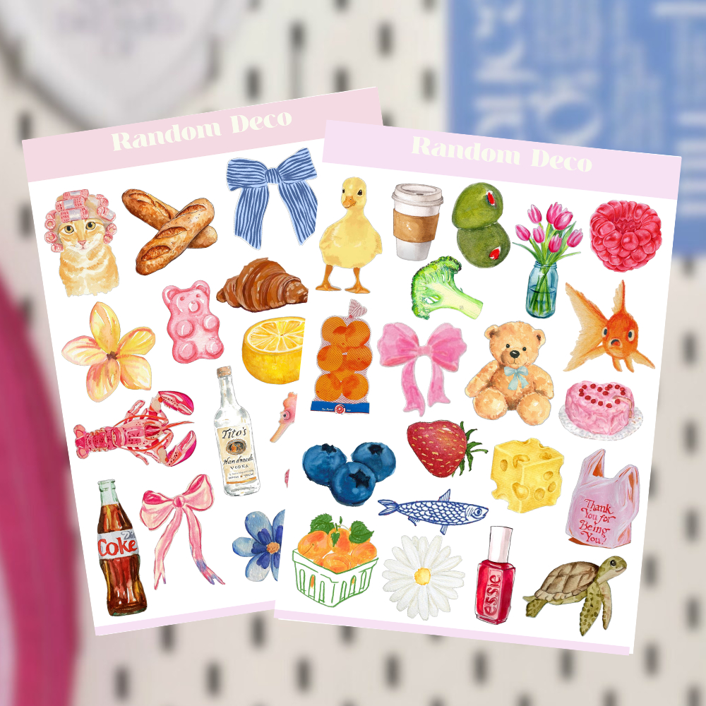 

RANDOM DECO STICKER SHEET / DECO STICKER KAWAII VINTAGE RETRO AESTHETIC FOR JOURNALING