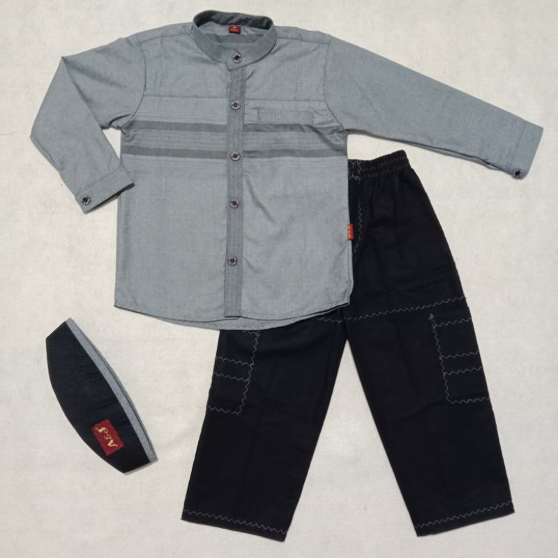 Baju Koko Anak Kanvas Cardinal A&J Lengan Panjang