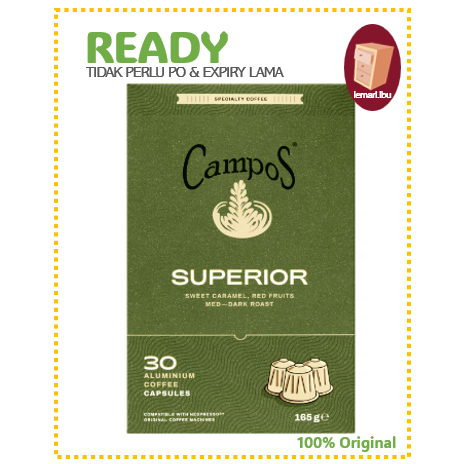 

Campos Superior Medium Dark Roast Coffee Capsules 30 pack/Kopi Kapsul Nespresso - 100% Original