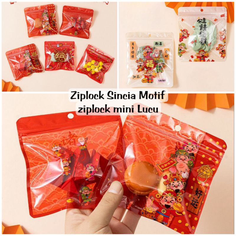 

ZIPPER MINI SINCIA LION DANCE / RICH/ LUCKY CAT ZIPLOCK BAG CNY PERMEN COOKIES zp13-07
