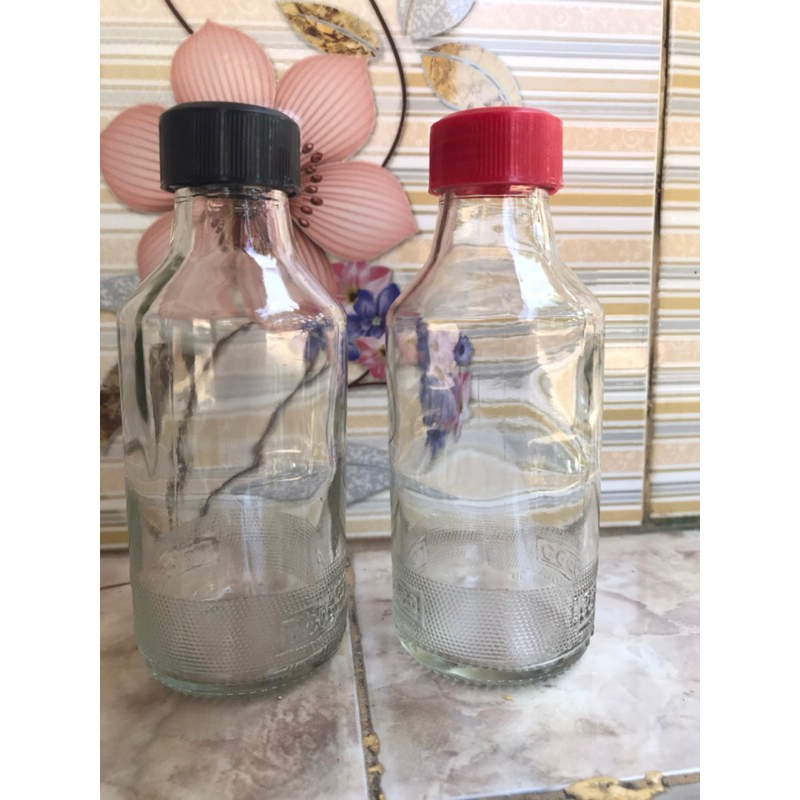 terlaris botol kaca ex  (140ml)+ tutup plastik luar dalam  /botol madu /botol asi  /botol jamu /boto