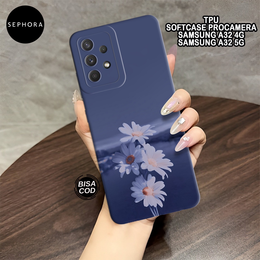 Case Samsung A32 4G/5G Terbaru - Fashion Case Bunga - Softcase Samsung A32 4G/5G - Case Pro Camera -