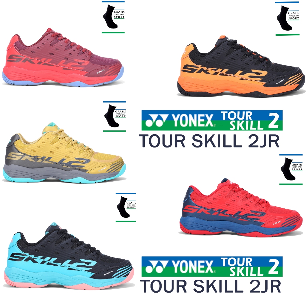 Sepatu Badminton Anak Yonex Tourskill 2 Jr Original Free Kaos Kaki - Sepatu Bulutangkis Anak Yonex T