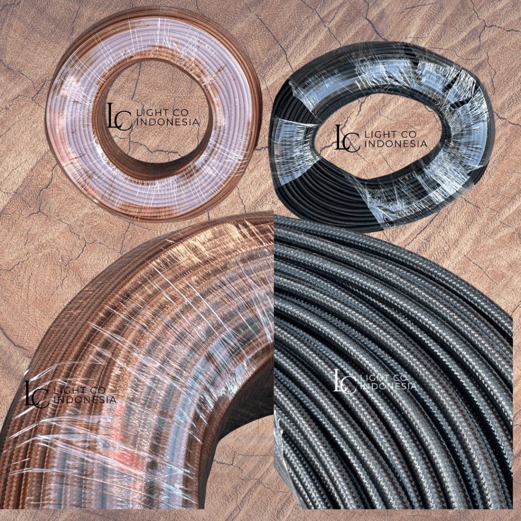 Kabel nylon lampu gantung / kabel kain lampu gantung / kabel hitam coklat
