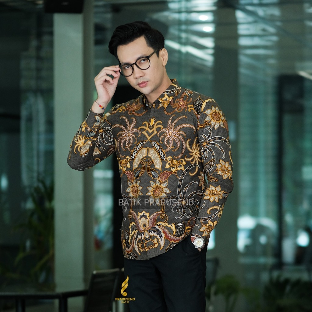 SASANA IJO Hem Baju Kemaja Batik Pria Lengan Panjang Slimfit Slim Fit Original Prabuseno Official Ka