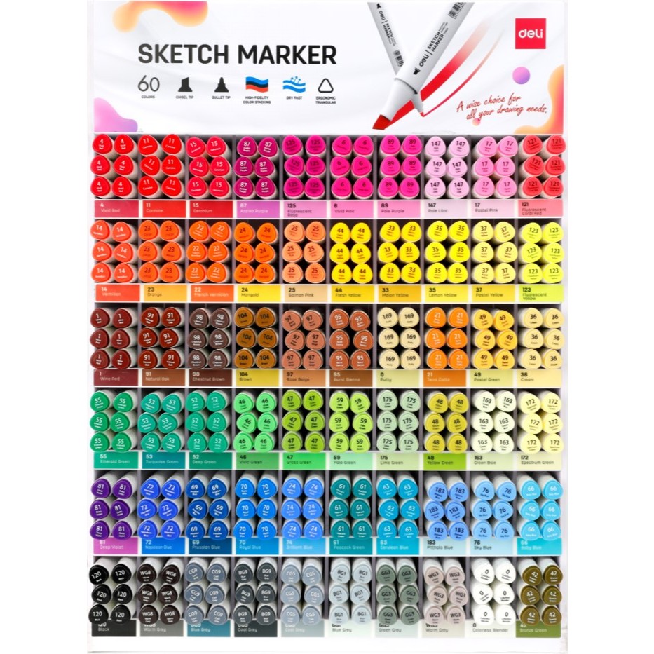

scetch marker dual tip deli like fine color satuan alkohol base satuan bisa untuk tambal bordir kain juga