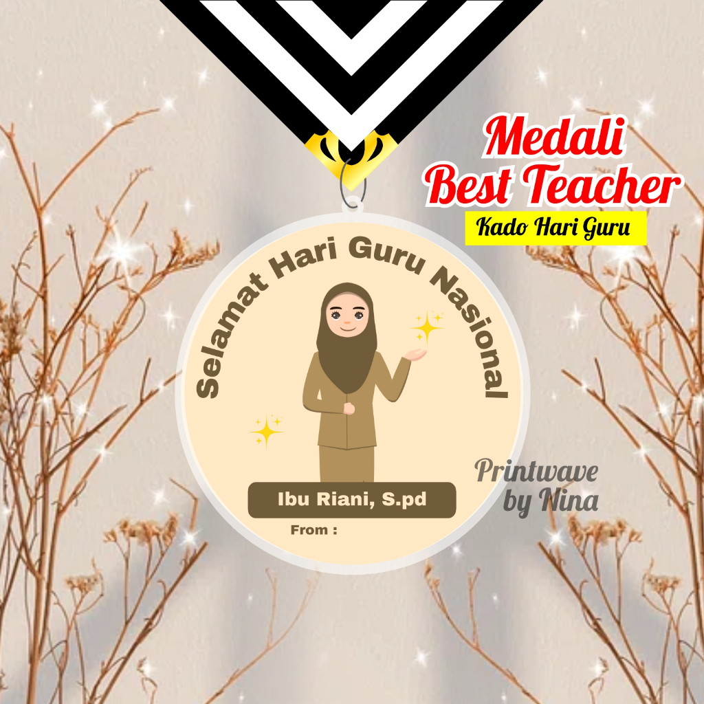 Medali Best Teacher Ever - Medali Hari Guru - Medali Custom