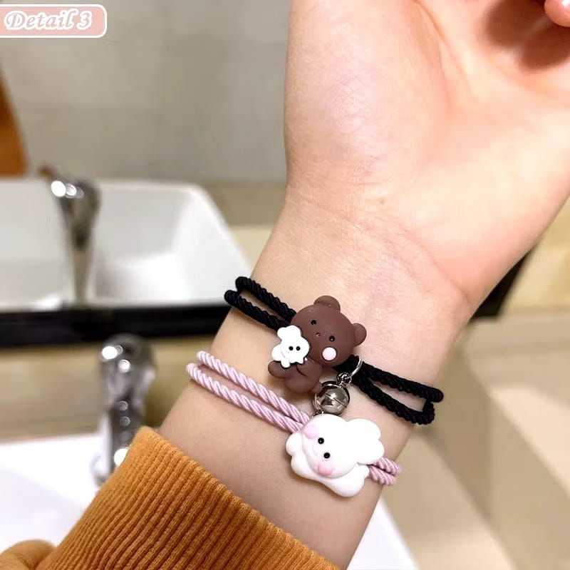 Gelang Couple Magnet Gelang Pasangan/persahabatan Karakter Beruang Kelinci Kekinian Fashion