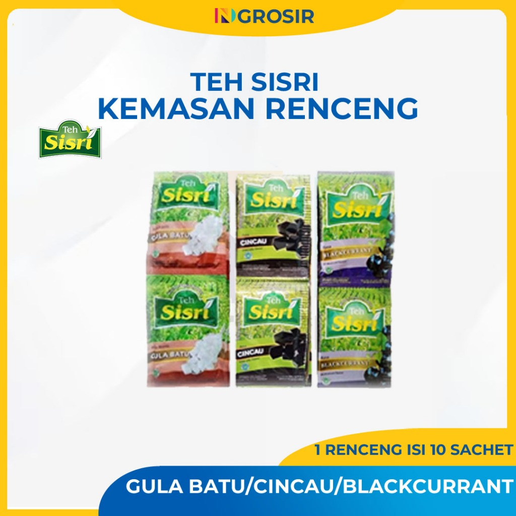 

TEH SISRI GULA BATU/CINCAU/BLACKCURRANT/ORIGINAL 1 RENCENG ISI 10 SACHET